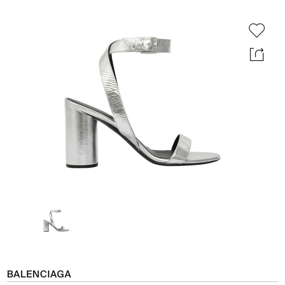 Balenciaga Silver laminated leather sandals
